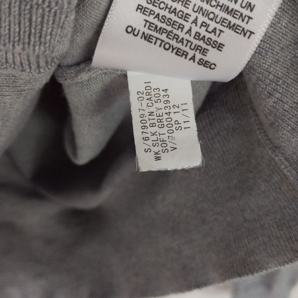 Banana Republic Silk Blend Button Down Cardigan Size Large Petite Gray - Picture 5 of 8